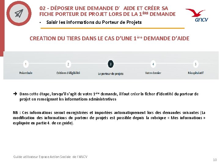 02 - DÉPOSER UNE DEMANDE D’AIDE ET CRÉER SA FICHE PORTEUR DE PROJET LORS