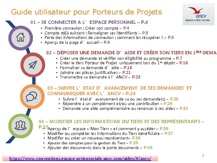 Guide utilisateur pour Porteurs de Projets 01 – SE CONNECTER A L’ESPACE PERSONNEL –