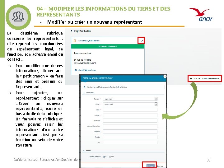 04 – MODIFIER LES INFORMATIONS DU TIERS ET DES REPRÉSENTANTS • Modifier ou créer