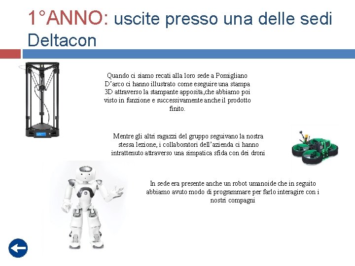 1°ANNO: uscite presso una delle sedi Deltacon Quando ci siamo recati alla loro sede