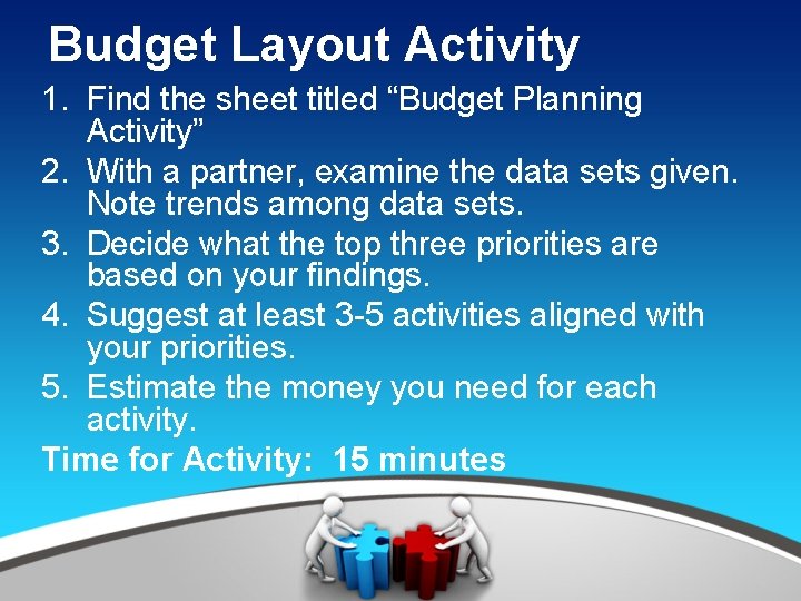 Budget Layout Activity 1. Find the sheet titled “Budget Planning Activity” 2. With a