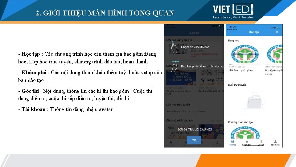 2. GIỚI THIỆU MÀN HÌNH TỔNG QUAN - Học tập : Các chương trình