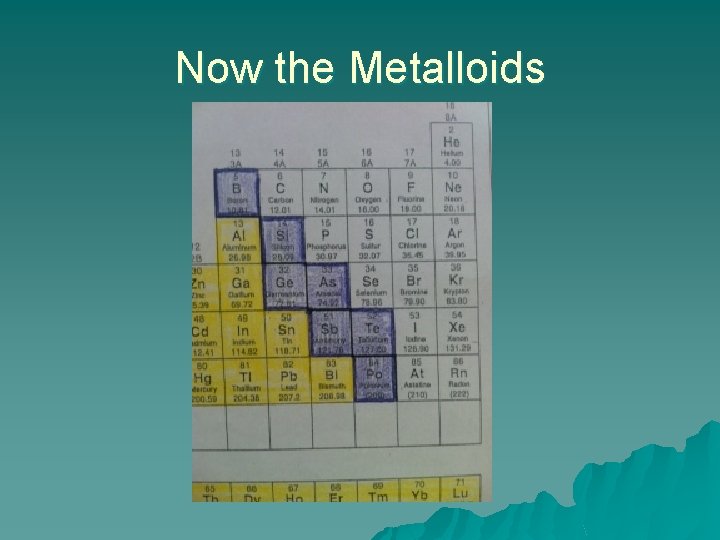 Now the Metalloids 