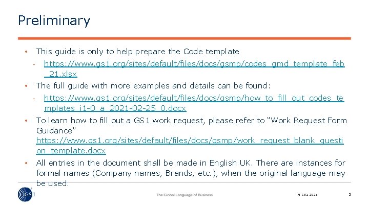 Preparing a Code work request template Quick Guide