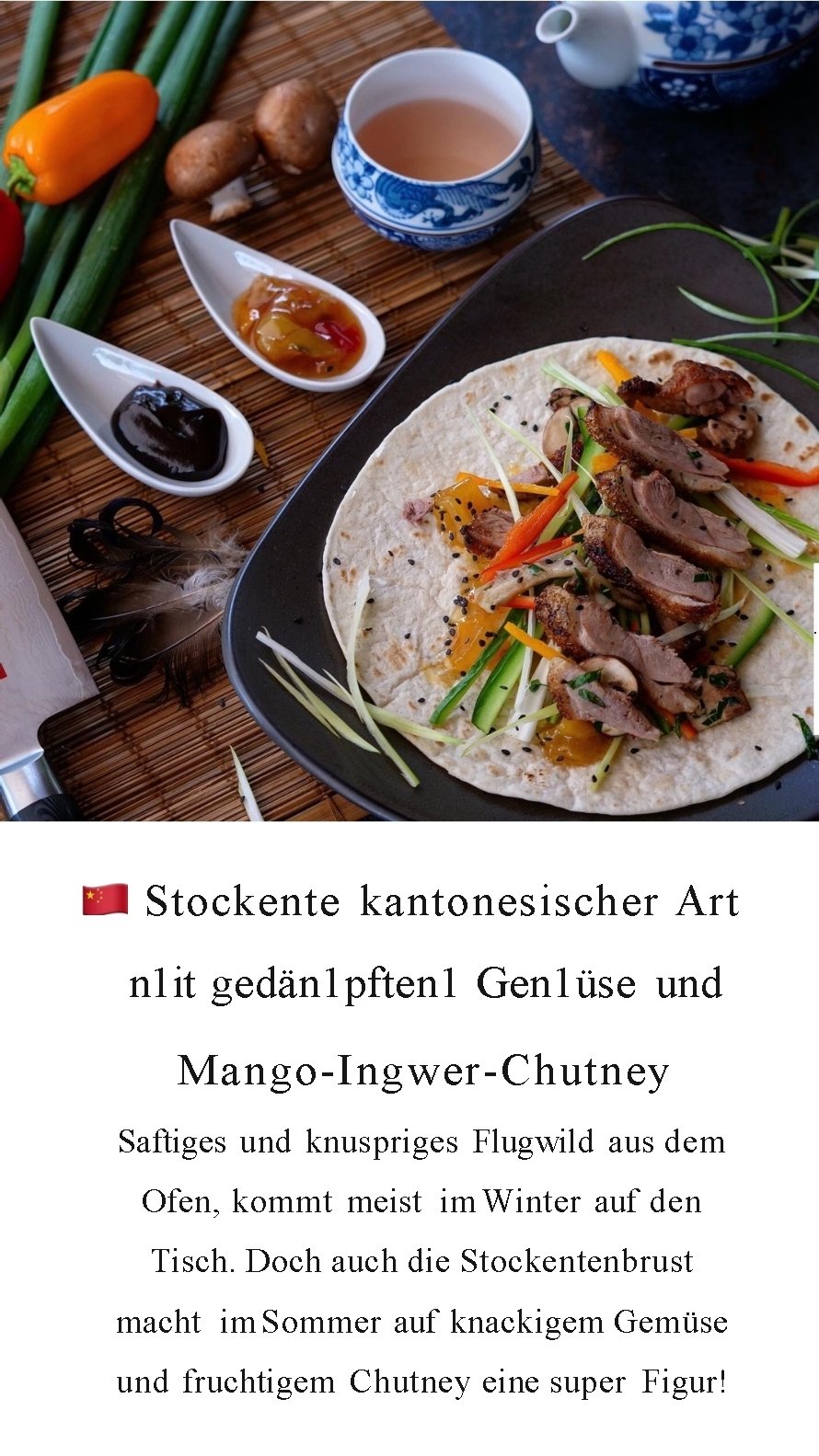 . . Stockente kantonesischer Art n 1 it gedän 1 pften 1 Gen 1üse