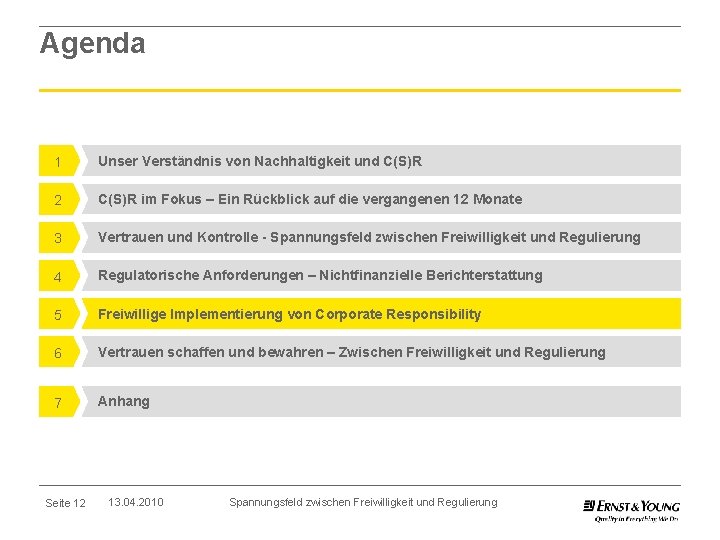 Agenda 1 Unser Verständnis von Nachhaltigkeit und C(S)R 2 C(S)R im Fokus – Ein