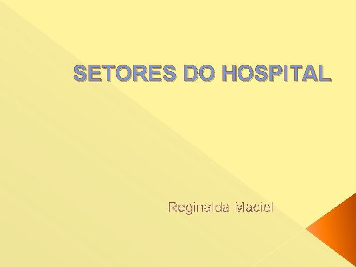 SETORES DO HOSPITAL Reginalda Maciel 