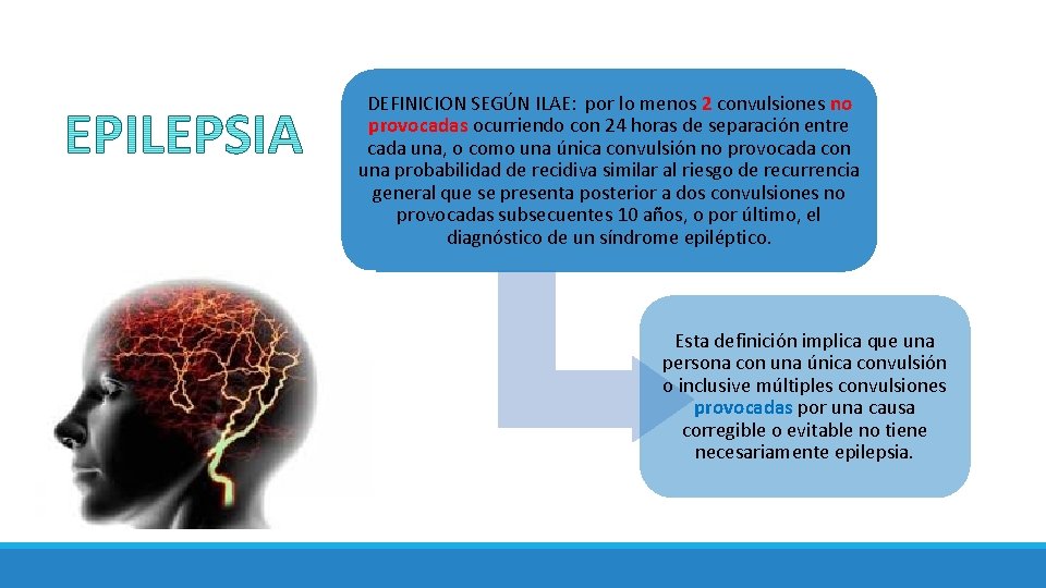 DEFINICION SEGÚN ILAE: por lo menos 2 convulsiones no provocadas ocurriendo con 24 horas