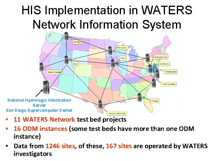 HIS Implementation in WATERS Network Information System National Hydrologic Information Server San Diego Supercomputer