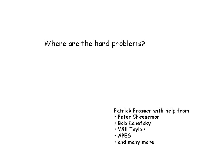 Where are the hard problems? Patrick Prosser with help from • Peter Cheeseman •