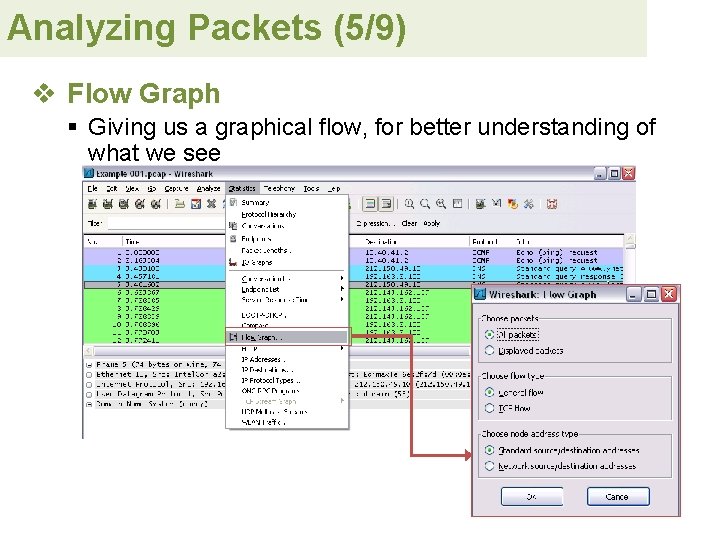 Analyzing Packets (5/9) v Flow Graph § Giving us a graphical flow, for better