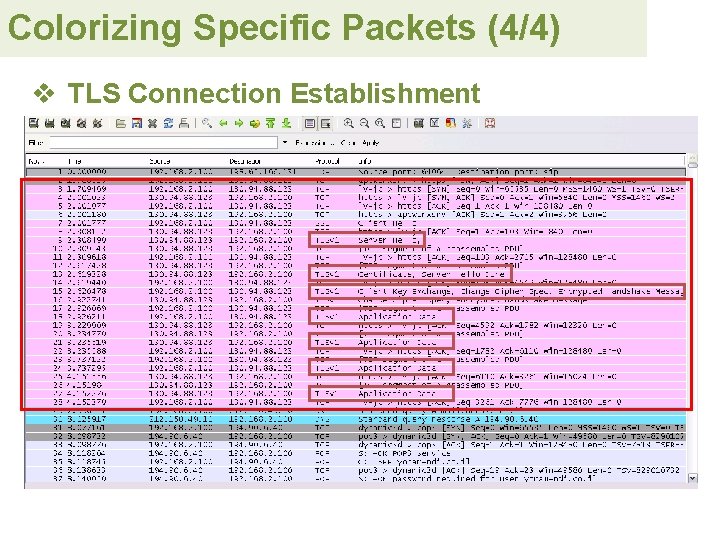 Colorizing Specific Packets (4/4) v TLS Connection Establishment 