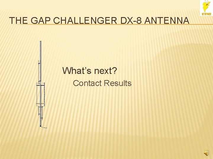 THE GAP CHALLENGER DX-8 ANTENNA What’s next? Contact Results 