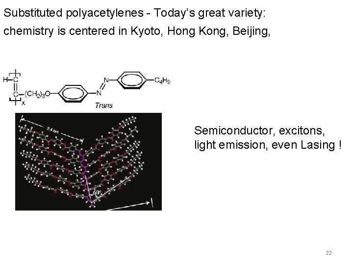 Substituted polyacetylenes - Today’s great variety: chemistry is centered in Kyoto, Hong Kong, Beijing,