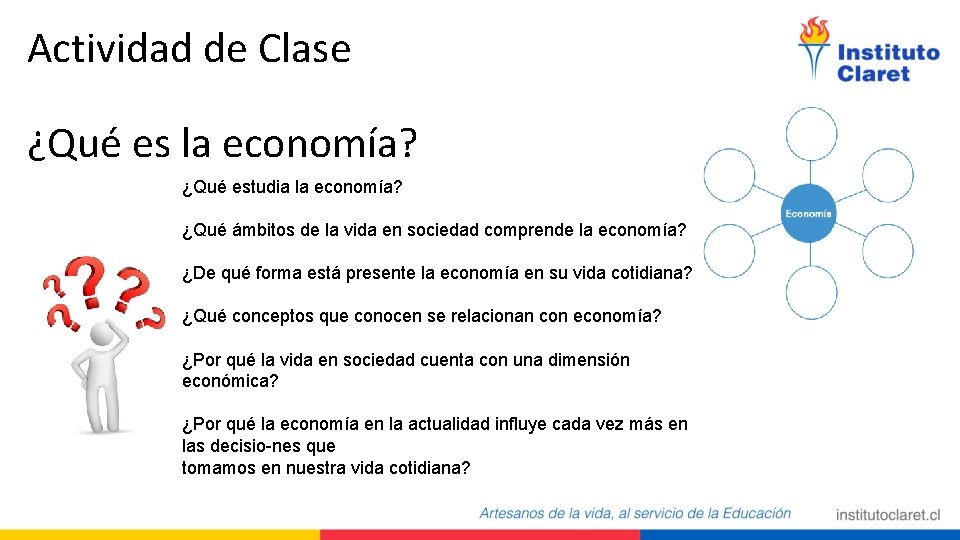 Actividad de Clase ¿Qué es la economía? ¿Qué estudia la economía? ¿Qué ámbitos de