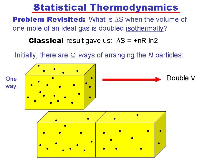 Statistical Thermodynamics Problem Revisited: What is DS when the volume of one mole of Statistical Thermodynamics Problem Revisited: What is DS when the volume of one mole of