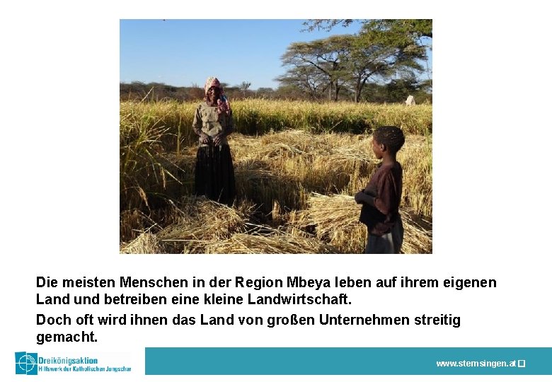 Die meisten Menschen in der Region Mbeya leben auf ihrem eigenen Land und betreiben