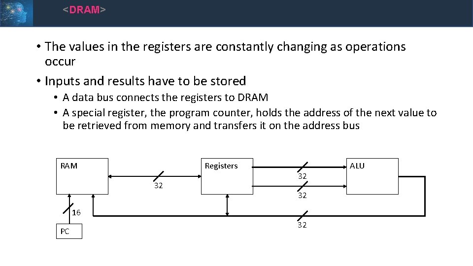 <DRAM> • The values in the registers are constantly changing as operations occur •