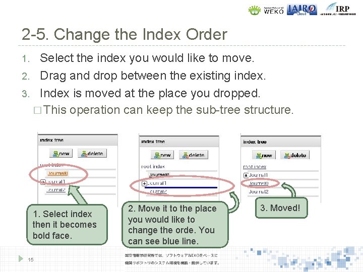 2 -5. Change the Index Order Select the index you would like to move.