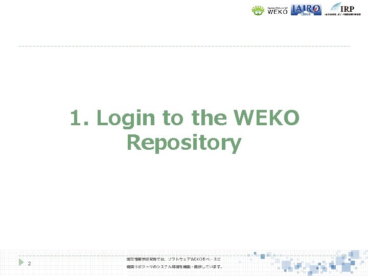 1. Login to the WEKO Repository 2 