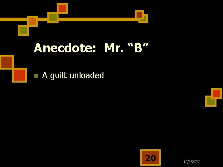 Anecdote: Mr. “B” n A guilt unloaded 20 12/15/2021 