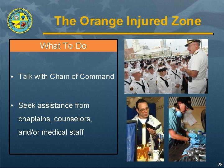 The Orange Injured Zone What To Do • Talk with Chain of Command •