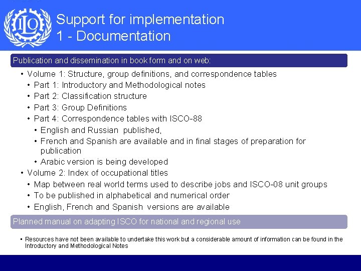 Support for implementation 1 - Documentation Publication and dissemination in book form and on