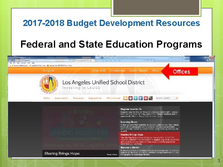 2017 -2018 Budget Development Resources Federal and State Education Programs Offices 3 