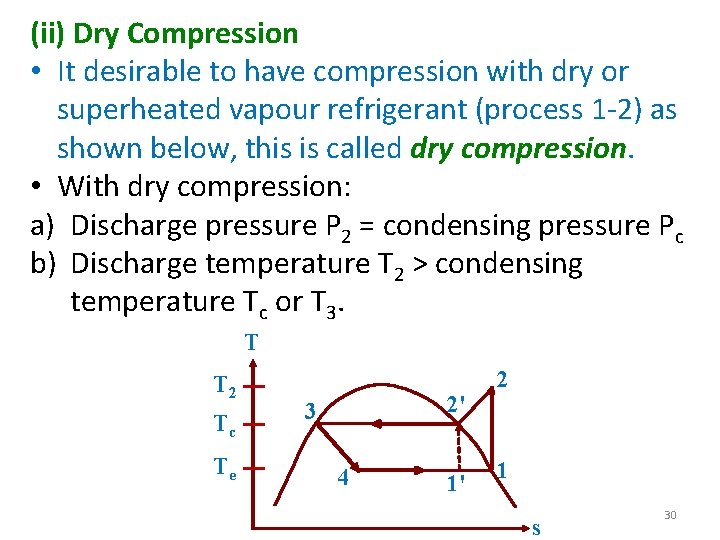 (ii) Dry Compression • It desirable to have compression with dry or superheated vapour
