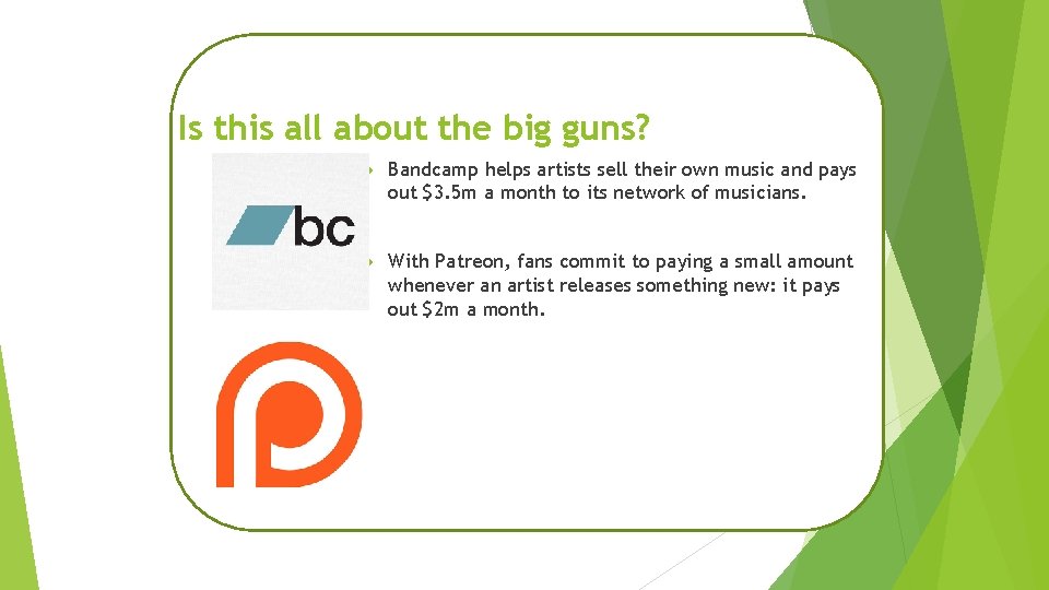 Is this all about the big guns? Bandcamp helps artists sell their own music