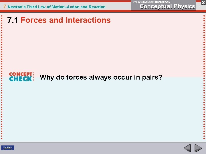 7 Newton’s Third Law of Motion–Action and Reaction 7. 1 Forces and Interactions Why