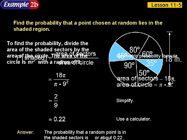 Find the probability that a point chosen at random lies in the shaded region.