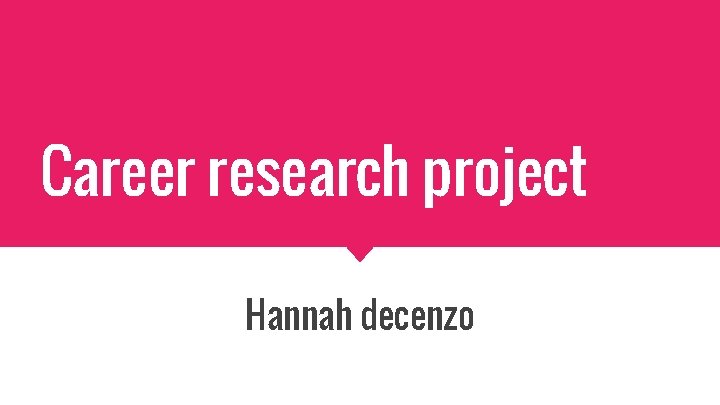 Career research project Hannah decenzo 