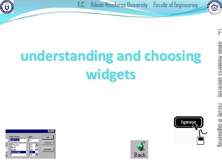 understanding and choosing widgets - bits that make the GUI what do they do
