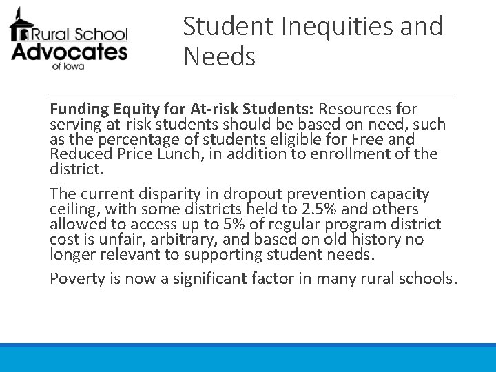 Student Inequities and Needs Funding Equity for At-risk Students: Resources for serving at‐risk students