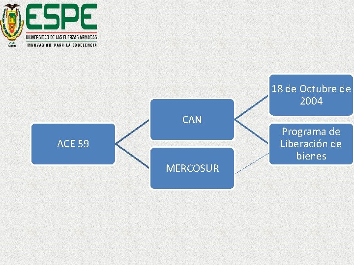 18 de Octubre de 2004 CAN ACE 59 MERCOSUR Programa de Liberación de bienes