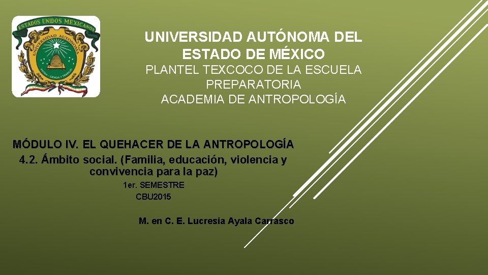 UNIVERSIDAD AUTÓNOMA DEL ESTADO DE MÉXICO PLANTEL TEXCOCO DE LA ESCUELA PREPARATORIA ACADEMIA DE