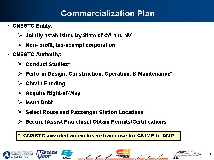 Commercialization Plan • CNSSTC Entity: Ø Jointly established by State of CA and NV