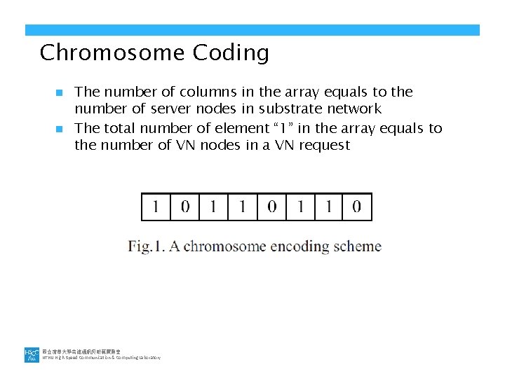 Chromosome Coding The number of columns in the array equals to the number of