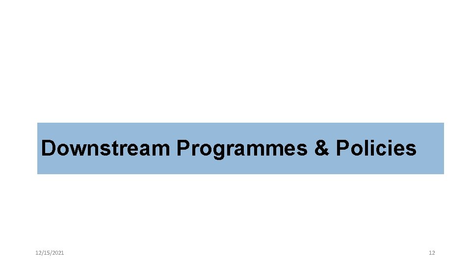 Downstream Programmes & Policies 12/15/2021 12 