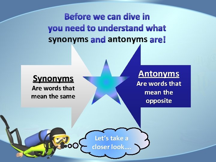 Before we can dive in you need to understand what synonyms and antonyms are!