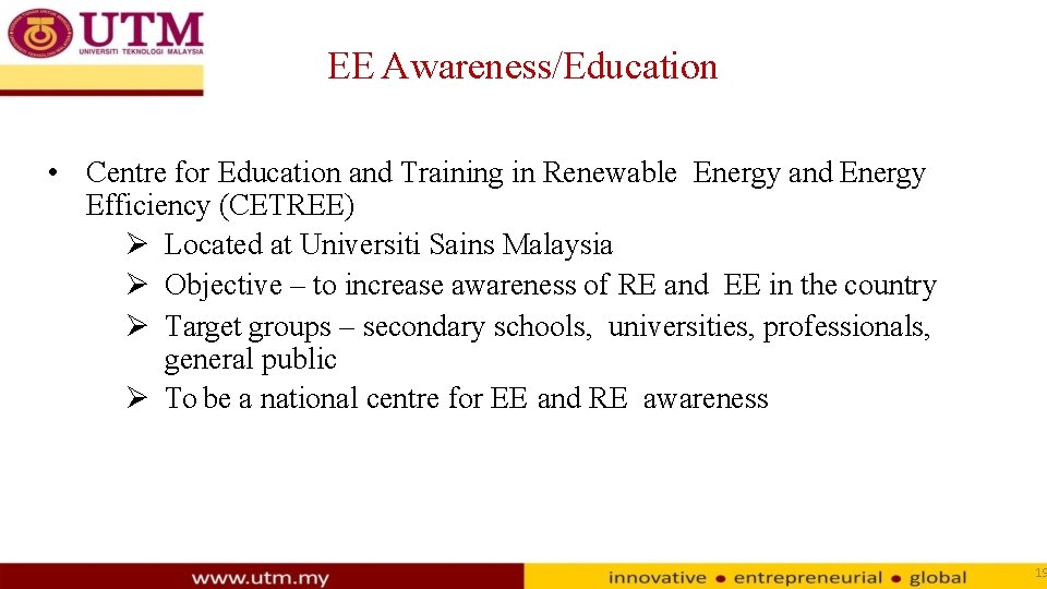 EE Awareness/Education • Centre for Education and Training in Renewable Energy and Energy Efficiency