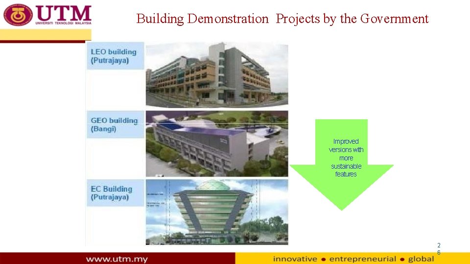 Building Demonstration Projects by the Government Improved versions with more sustainable features 2 6