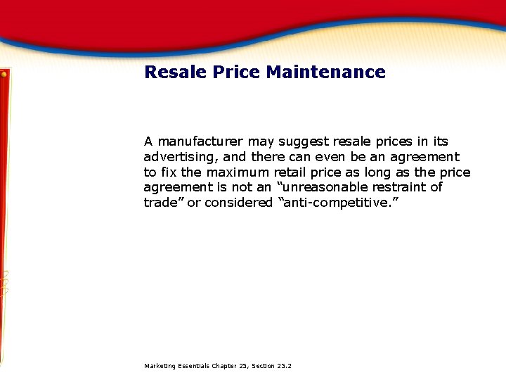 Resale Price Maintenance A manufacturer may suggest resale prices in its advertising, and there