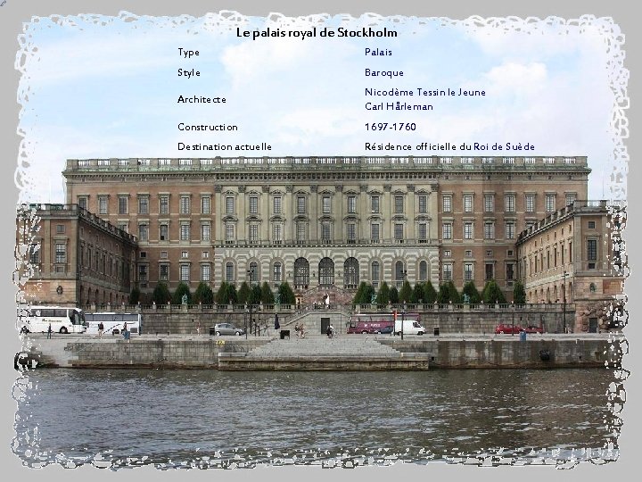 Le palais royal de Stockholm Type Palais Style Baroque Architecte Nicodème Tessin le Jeune