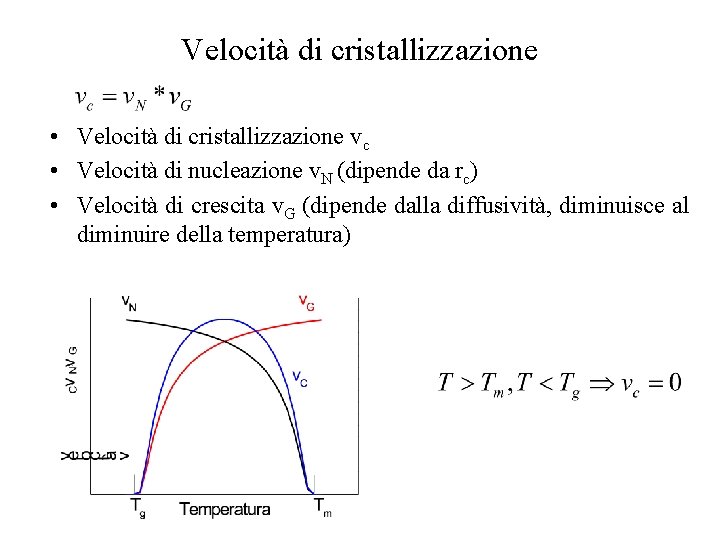 Velocità di cristallizzazione • Velocità di cristallizzazione vc • Velocità di nucleazione v. N