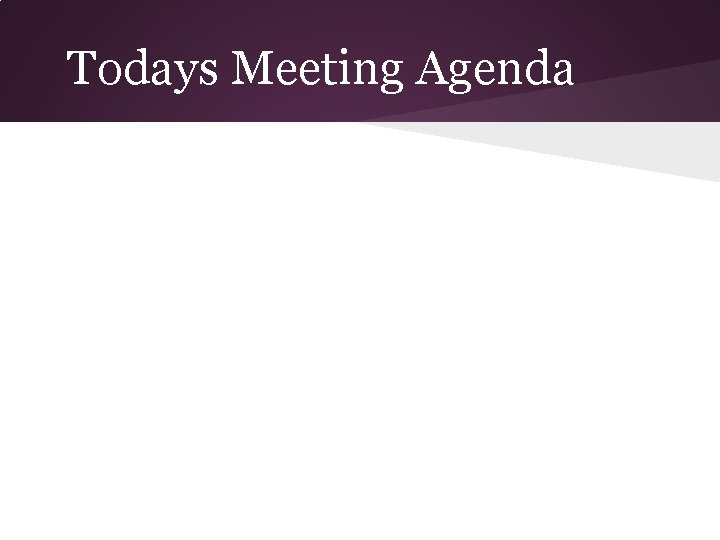 Todays Meeting Agenda 