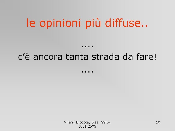 le opinioni più diffuse. . . c’è ancora tanta strada da fare!. . Milano