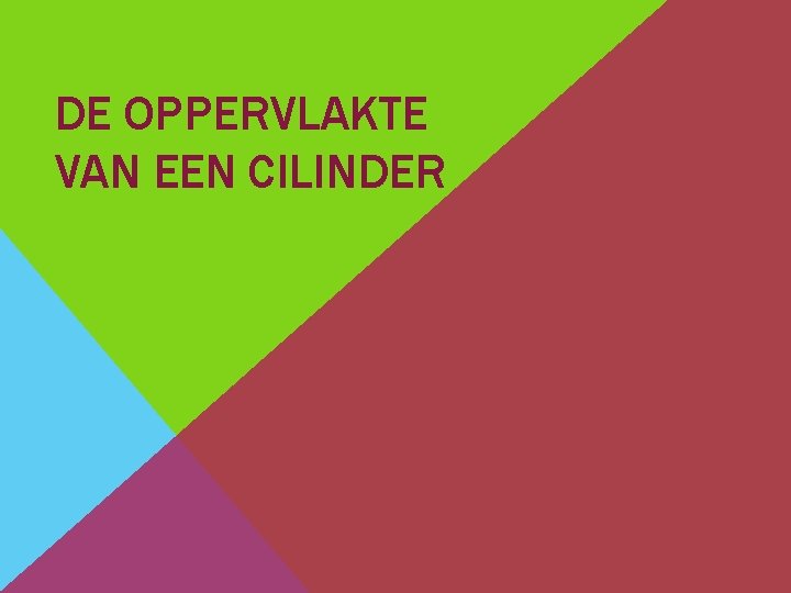 DE OPPERVLAKTE VAN EEN CILINDER 