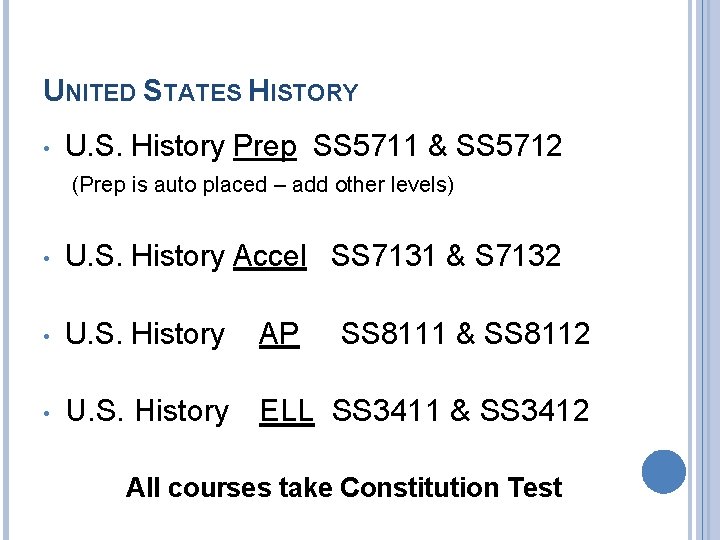 UNITED STATES HISTORY • U. S. History Prep SS 5711 & SS 5712 (Prep